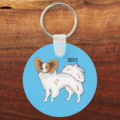 Porte-clés Illustration de dessin pour chien de Papillon (Recto)