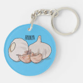 Porte-clés Illustration de dessin sur l'ail (Dos)