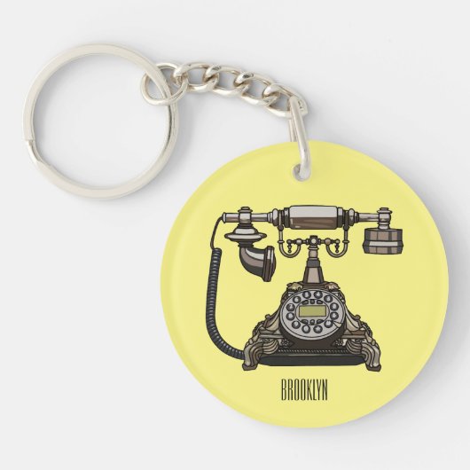 Porte-clés Illustration de dessin téléphonique (Devant)