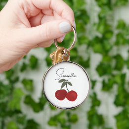 Porte-clés Illustration de deux cerises rouges | Art de fruit