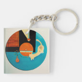 Porte-clés Illustration de disque rétro de chat qui s'étire (Dos)