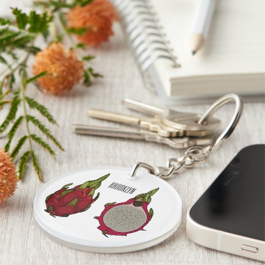 Porte-clés Illustration de dragon fruit (Devant droit)