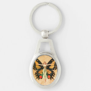 Porte-clés Illustration de femme de Leyendecker papillon Flap