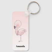 Porte-clés Illustration de Flamant rose rose mou (Verso)