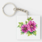 Porte-clés Illustration de fleur à l'aquarelle violette (Devant)