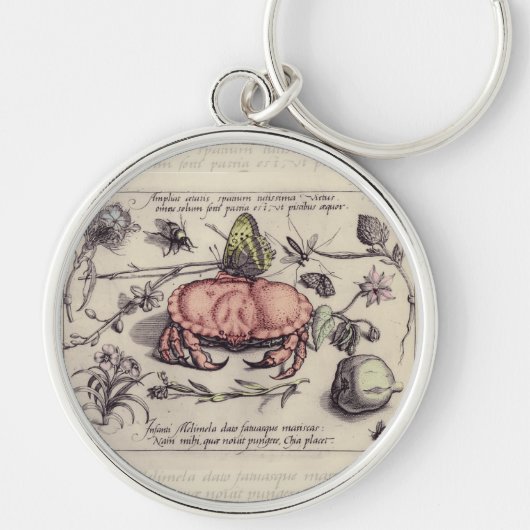 Porte-clés Illustration de fleur d'insecte botanique de crabe (Devant)