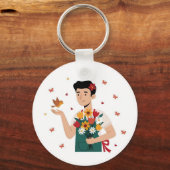 Porte-clés illustration de fleurs assorties pour c (Verso)