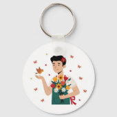 Porte-clés illustration de fleurs assorties pour c (Verso)