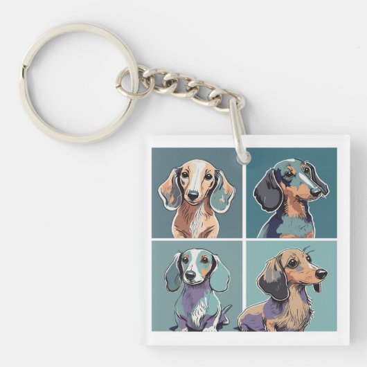 Porte-clés Illustration de Four Dachshunds (Devant)
