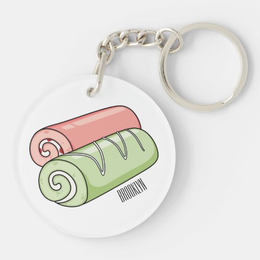 Porte-clés Illustration de gâteau suisse roll / roll (Dos)