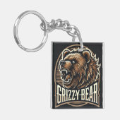 Porte-clés Illustration de grizzly ours féroce (Devant gauche)
