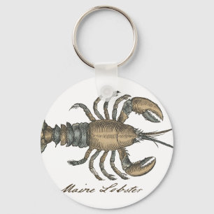 Porte-clés Illustration de homard vintage : damas côtier