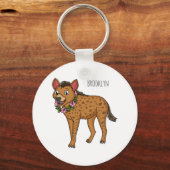 Porte-clés Illustration de Hyena et de fleurs (Recto)