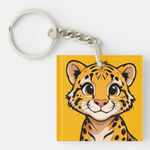 Porte-clés Illustration de jeune guépard de dessin animé mign