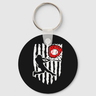 Porte-clés Illustration de joueur de baseball avec drapeau am