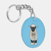 Porte-clés Illustration de la caricature de mouton Valais Bla (Devant gauche)
