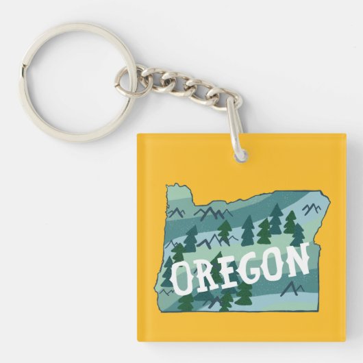 Porte-clés Illustration de la carte de l'État de l'Oregon (Devant)