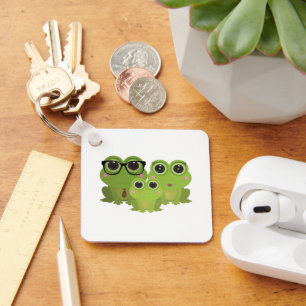 Porte-clés Illustration de la famille de grenouilles mignonne