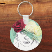 Porte-clés illustration de la fille vintage (Recto)
