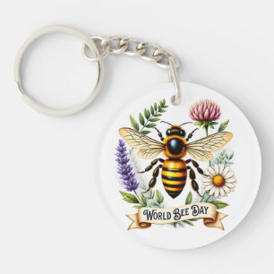 Porte-clés Illustration de la Journée mondiale des abeilles a
