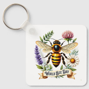 Porte-clés Illustration de la Journée mondiale des abeilles a