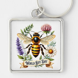 Porte-clés Illustration de la Journée mondiale des abeilles a