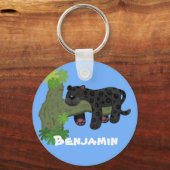 Porte-clés Illustration de la mignonne panthère noire jaguar (Recto)