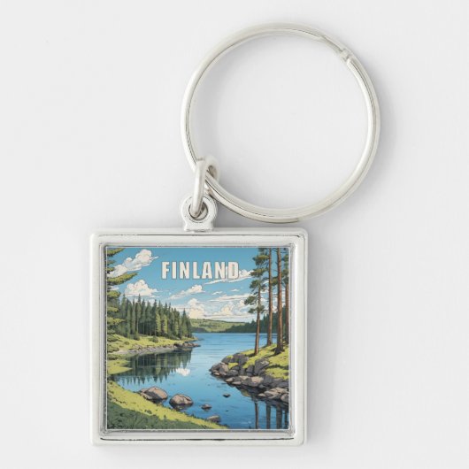Porte-clés Illustration de la nature finlandaise (Devant)