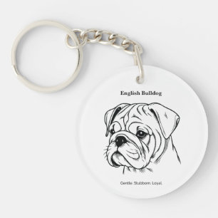 Porte-clés Illustration de l'anglais Bulldog Portrait Black L