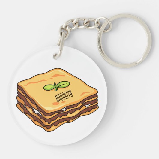 Porte-clés Illustration de Lasagna (Dos)