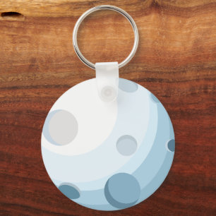 Porte-clés Illustration de l'espace de la lune bleue mignonne