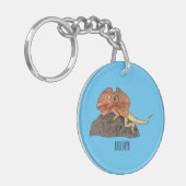 Porte-clés Illustration de lézard à col frisé (Devant gauche)