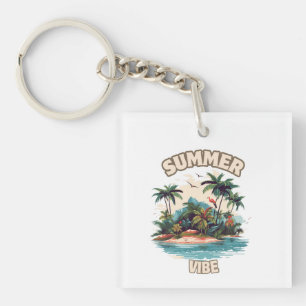 Porte-clés Illustration de l'île tropicale Vibe été