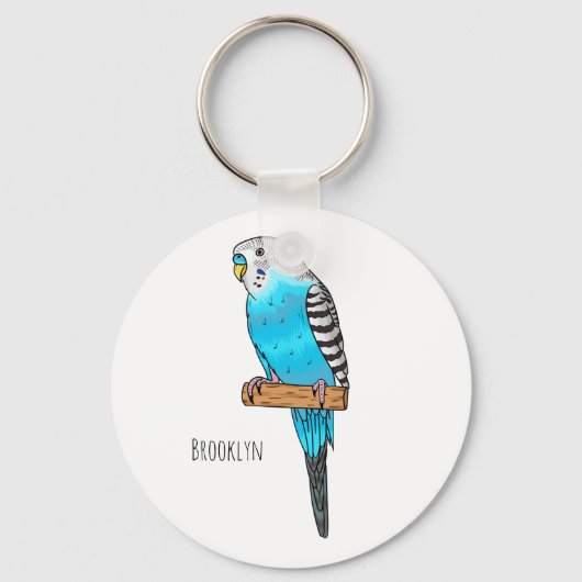 Porte-clés Illustration de l'oiseau bleu budgerigar (Recto)