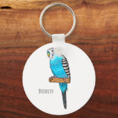 Porte-clés Illustration de l'oiseau bleu budgerigar (Recto)