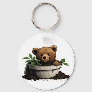 Porte-clés Illustration de l'ours en Plante pointé
