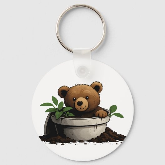 Porte-clés Illustration de l'ours en Plante pointé (Recto)
