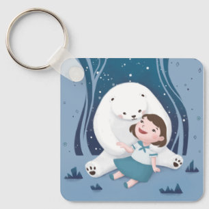 Porte-clés Illustration de l'ours polaire et de l'enfant