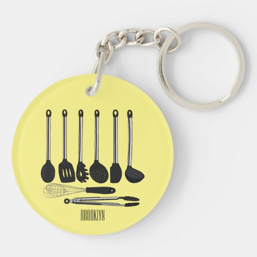 Porte-clés Illustration de l'ustensile de cuisine (Dos)