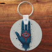 Porte-clés Illustration de main mystique avec œil rouge (Verso)