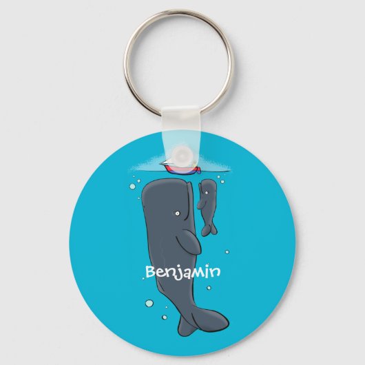 Porte-clés Illustration de mignons baleines et voiliers (Recto)