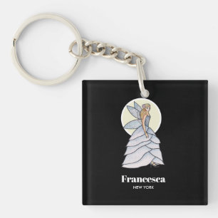 Porte-clés Illustration de mode de robe de princesse fée péta