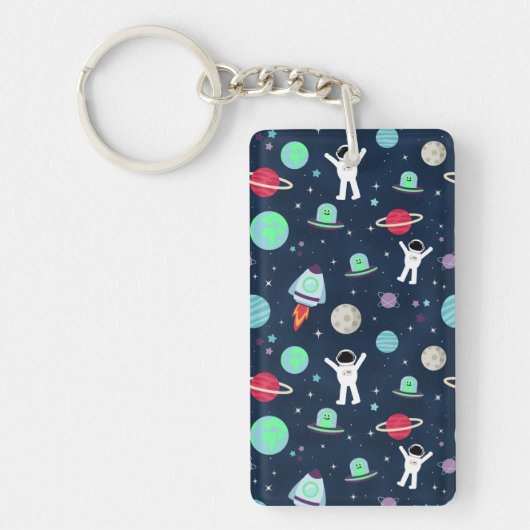 Porte-clés illustration de motif spatial (Devant)