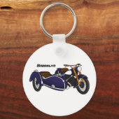 Porte-clés Illustration de moto pourpre Sidecar (Recto)