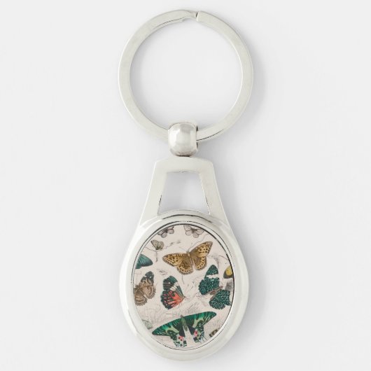 Porte-clés Illustration de papillon antique : 1820 Orfèvre (Devant)