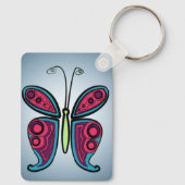 Porte-clés Illustration de papillon bleu (Verso)
