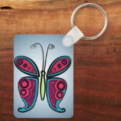 Porte-clés Illustration de papillon bleu (Verso)