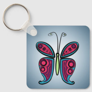 Porte-clés Illustration de papillon coloré