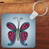 Porte-clés Illustration de papillon coloré (Verso)