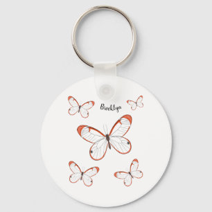 Porte-clés Illustration de papillon en verre